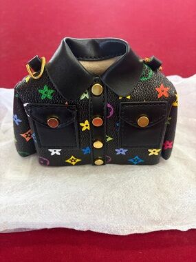 Black Multicolor Floral Monogram Crossbody Bag - Designer Style